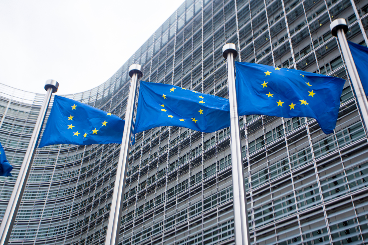 Line of European Union flags