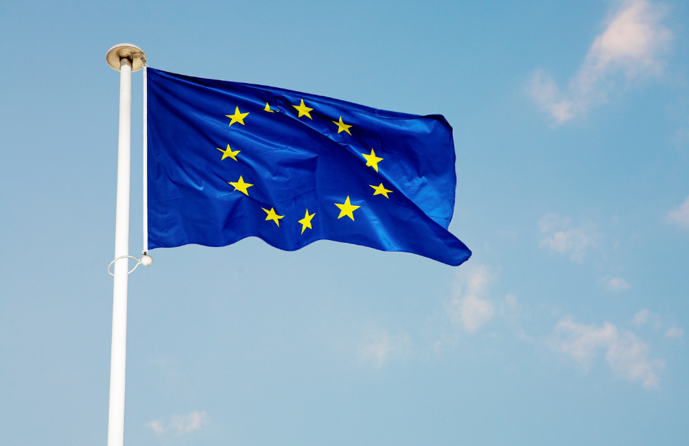 EU flag and blue sky