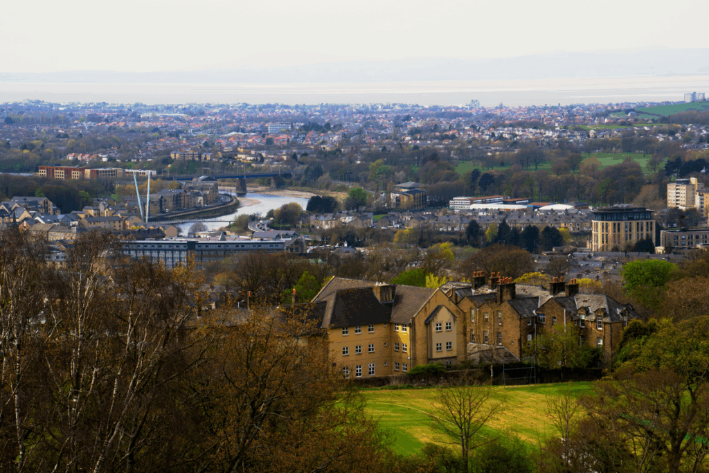 Lancaster Castle and Cathedral in the UK.