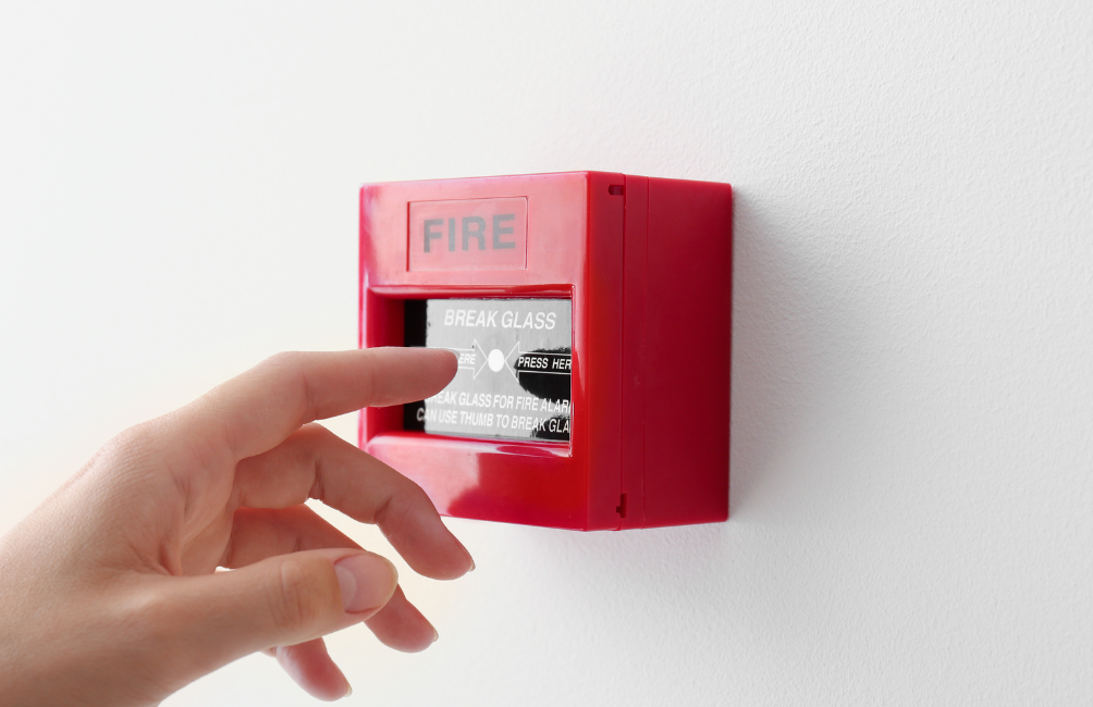 Fire alarm on wall