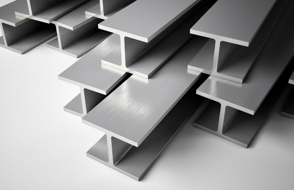 Steel I beams in a pile