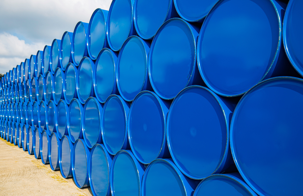Pile of blue barrels