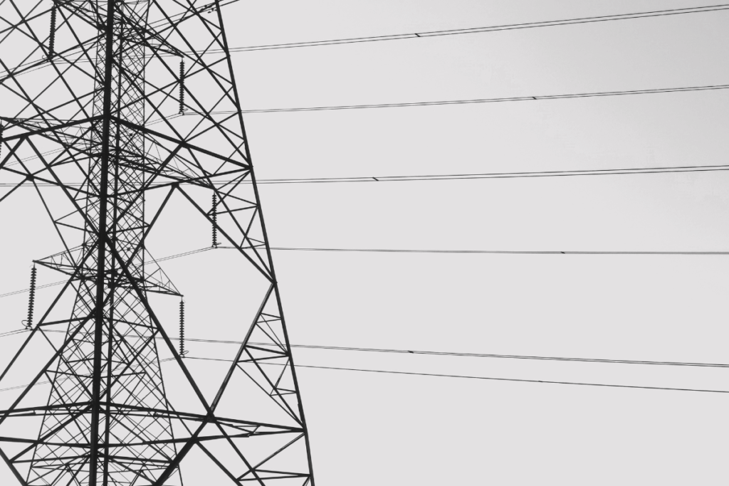 Grey sky and overhead power lines