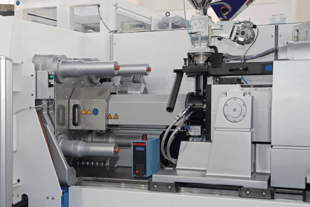 A large plastic conversion machine in a factory