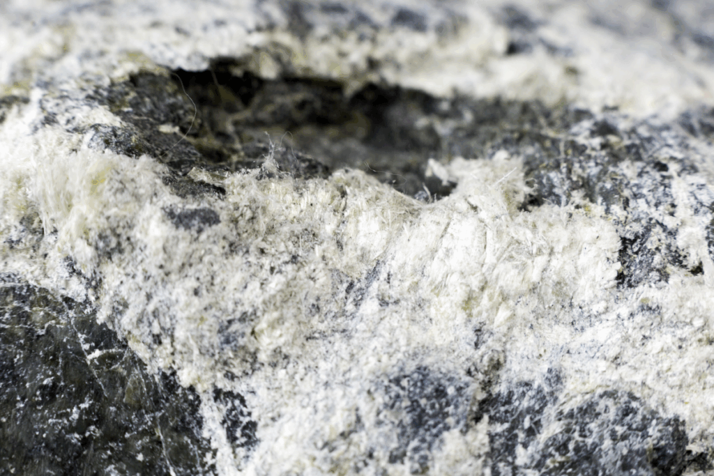 Close-up of asbestos fibres in a building