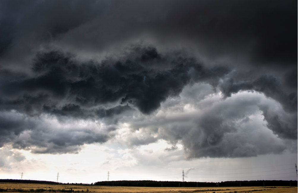 Landscape with very dark clouds