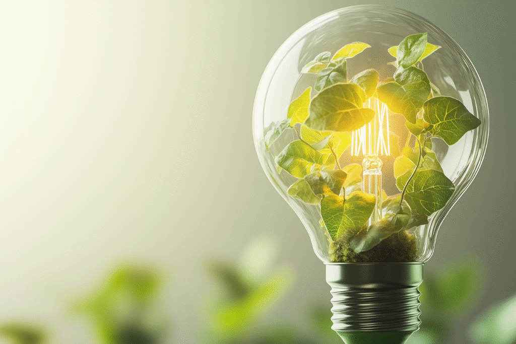 A light bulb with showing net zero