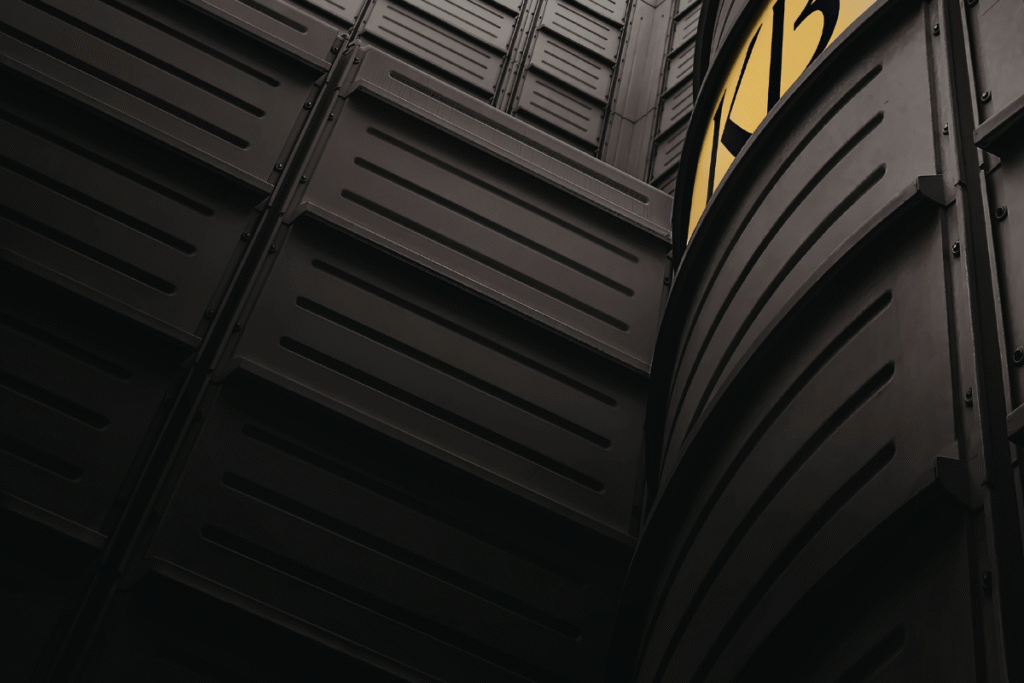 Close-up of an industrial conveyor belt