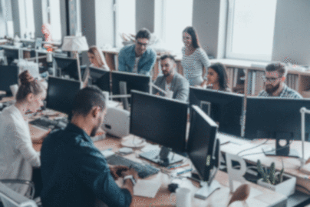 Office workers working at their desks
