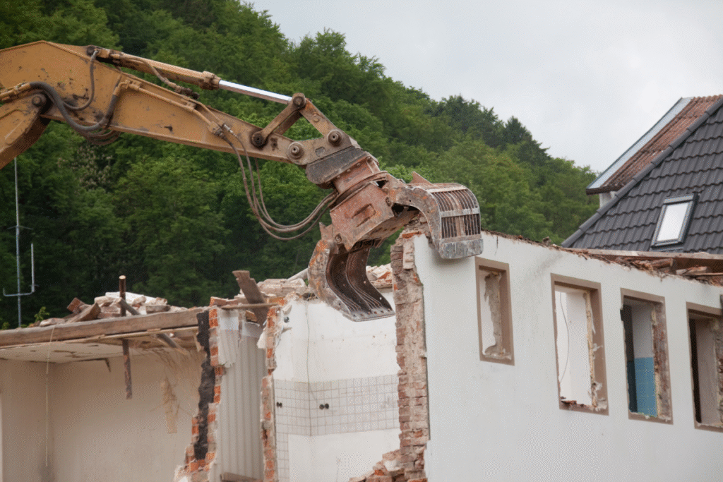 demolition and renovation works with machinery