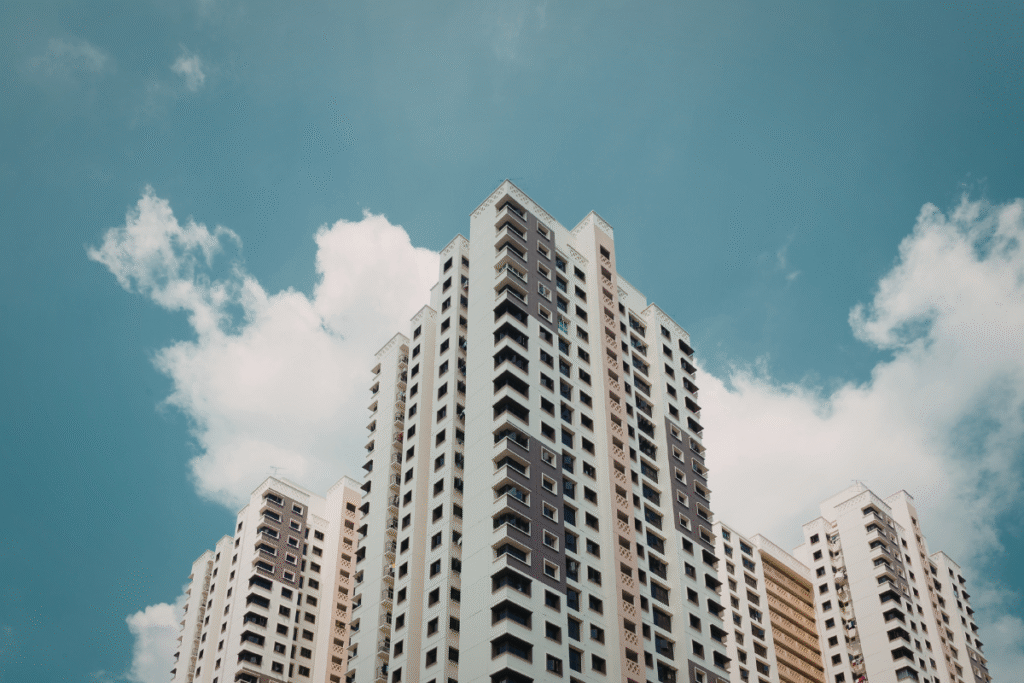 high-rise multi-occupational buildings with sky and clouds