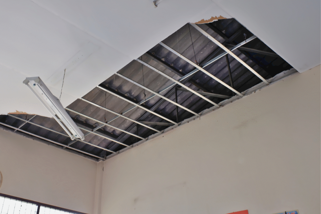 internal steel frame in a building