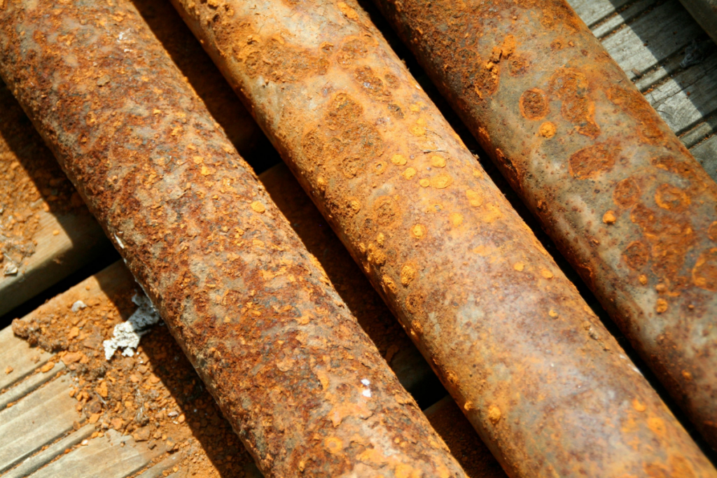 Various corroded pipes