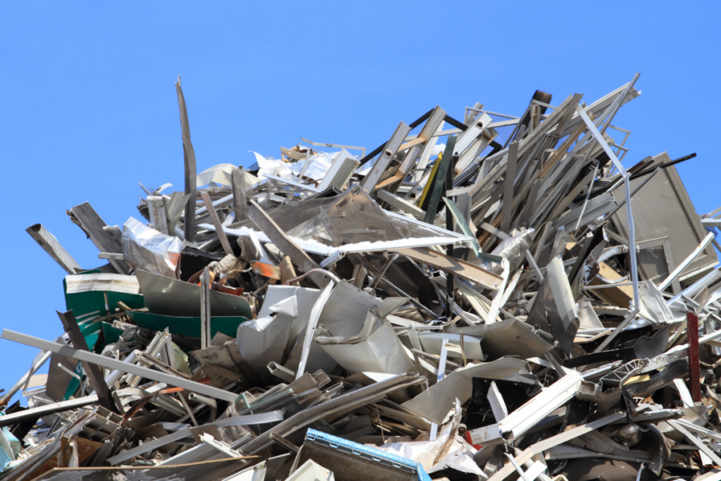 A large pile of scrap metal