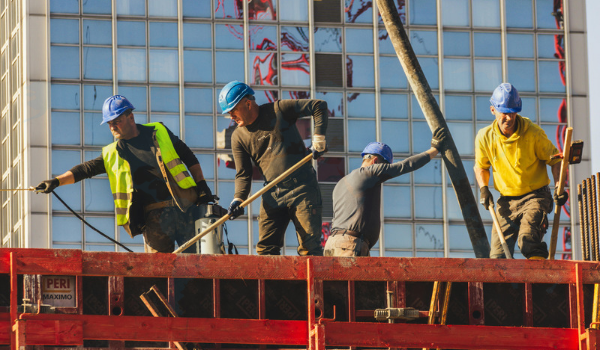 Construction workers on an international site