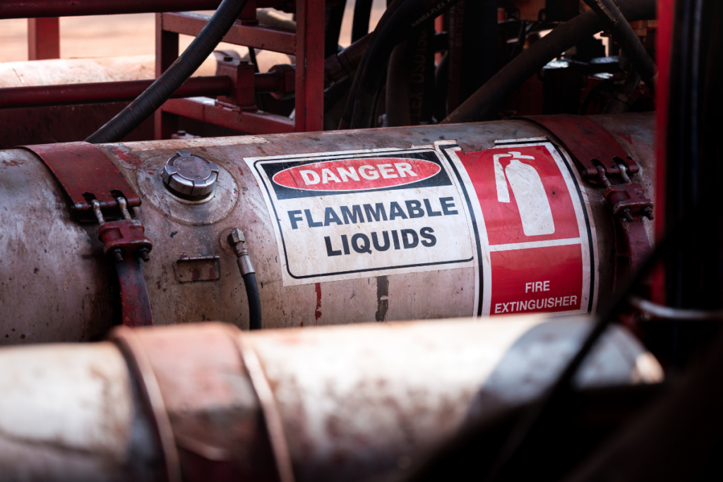 flammable liquids in a container