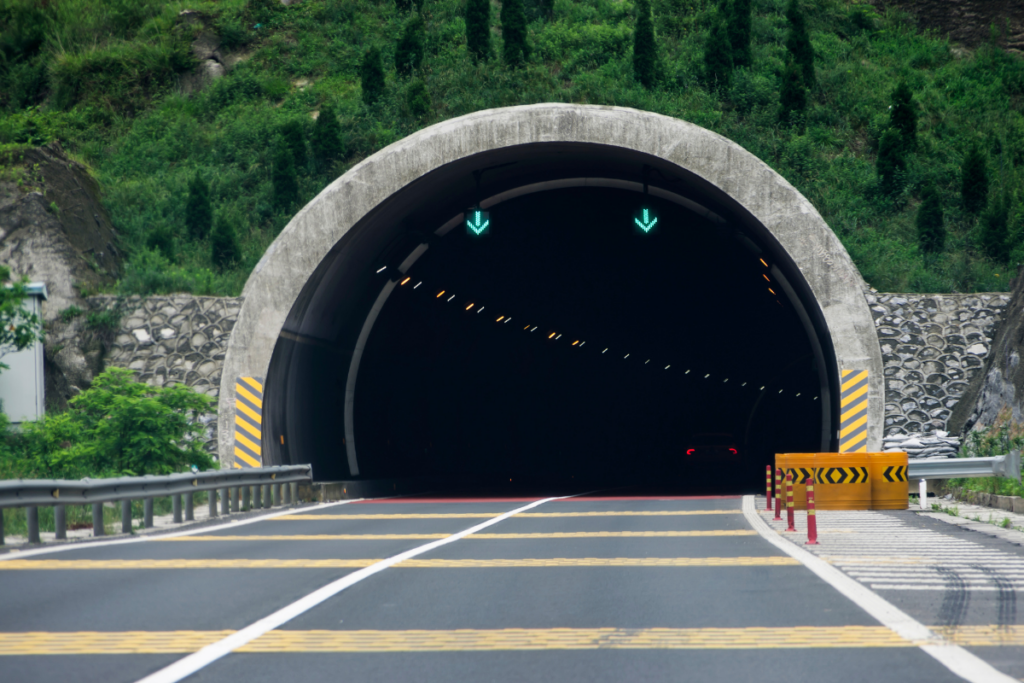 tunnel with a car going through